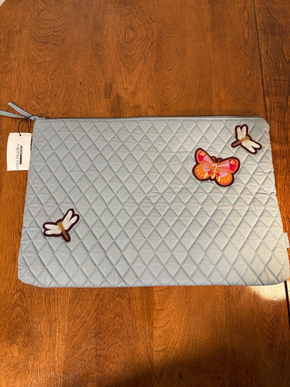 Vera Bradley Quilted Laptop Pouch Sleeve Blue Butterfly NWT